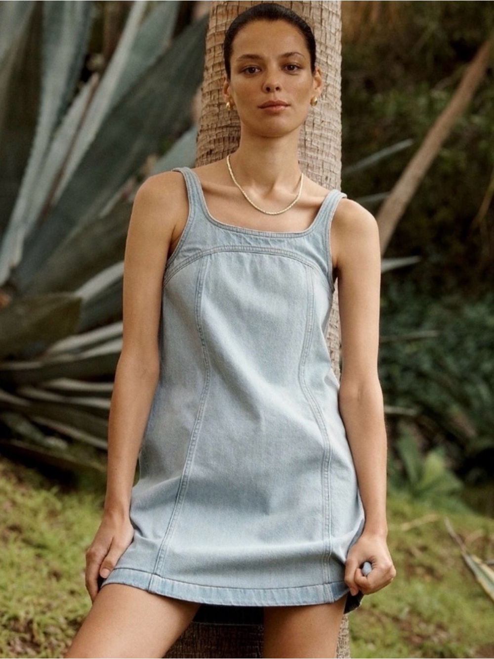Madewell Denim A-Line Sleeveless Mini Dress Fitzgerald Wash Blue